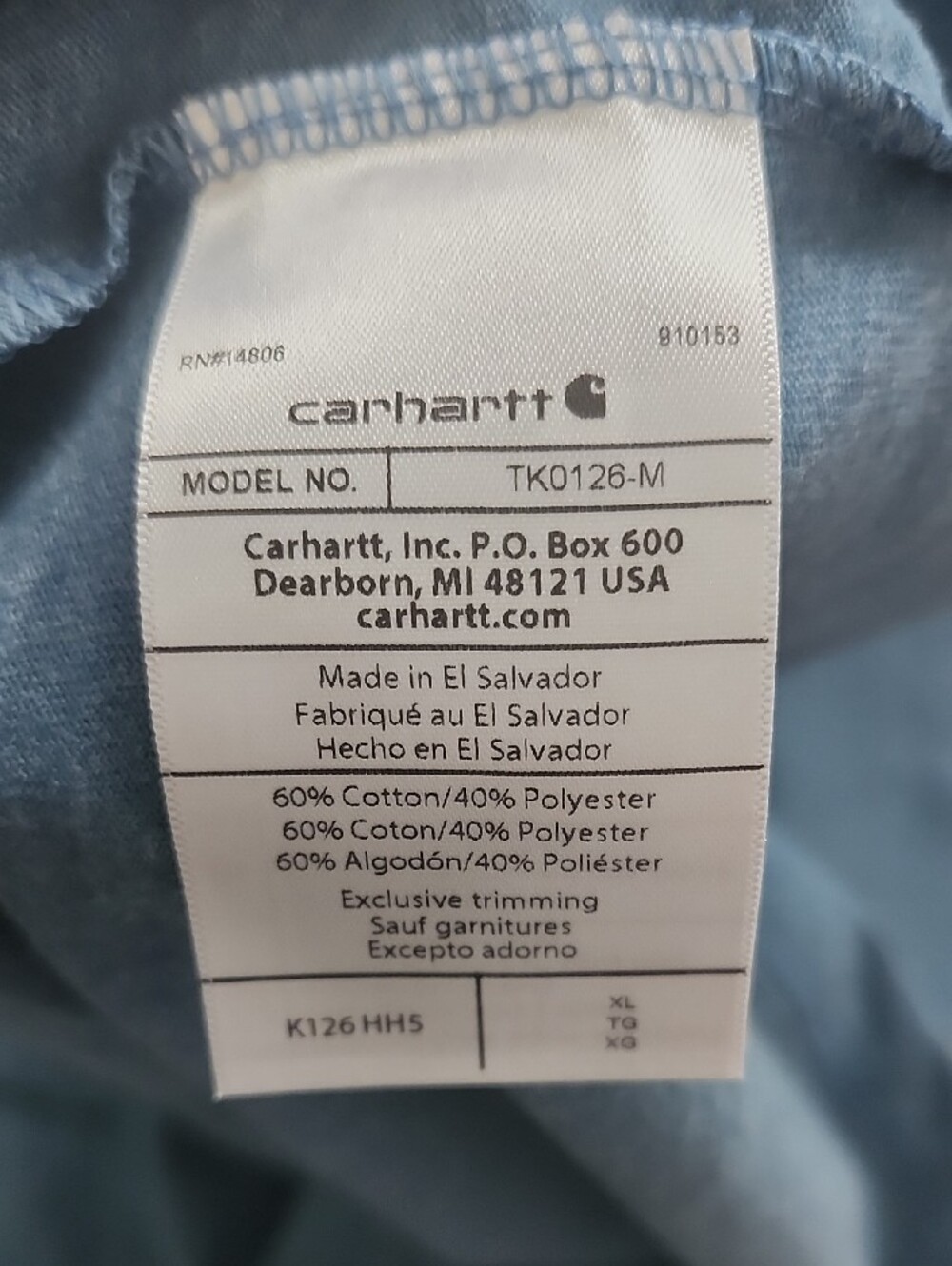Lot of 2 Carhartt Long Sleeve Pocket T-Shirts Heather Blue Mens XL NWOT - Picture 6 of 10